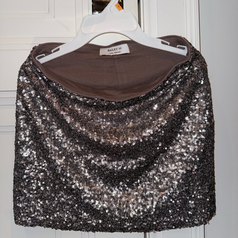 Bailey 44 Taupe and Silver Sequin Skirt
